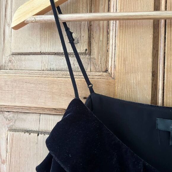 Women's J. Crew 2 Black Going Out Tank Top Velvet Adjustable Straps Ruffle - Picture 4 of 9